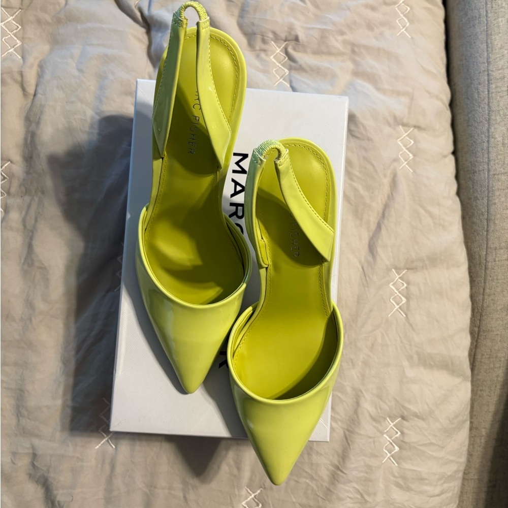 Marc Fisher Women's Neon Yellow Slingback Heels